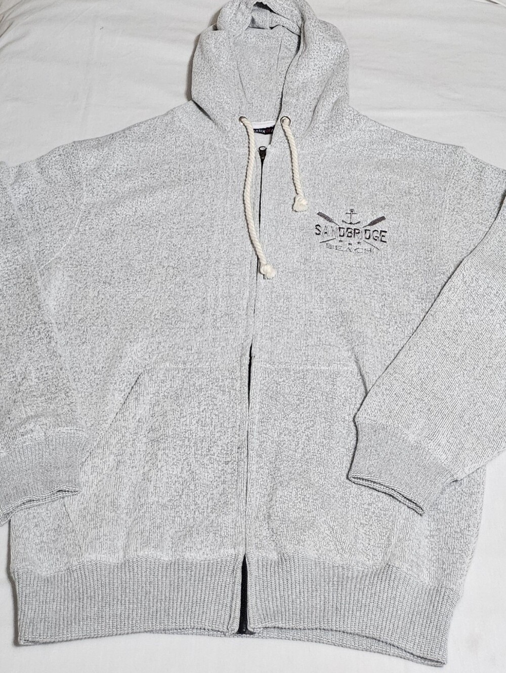 Basix of America Sandbridge Beach Gray Full Zip Hoodie Men’s L